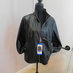 Vince Camuto Women's Black Viral Faux Leather Jacket Large New